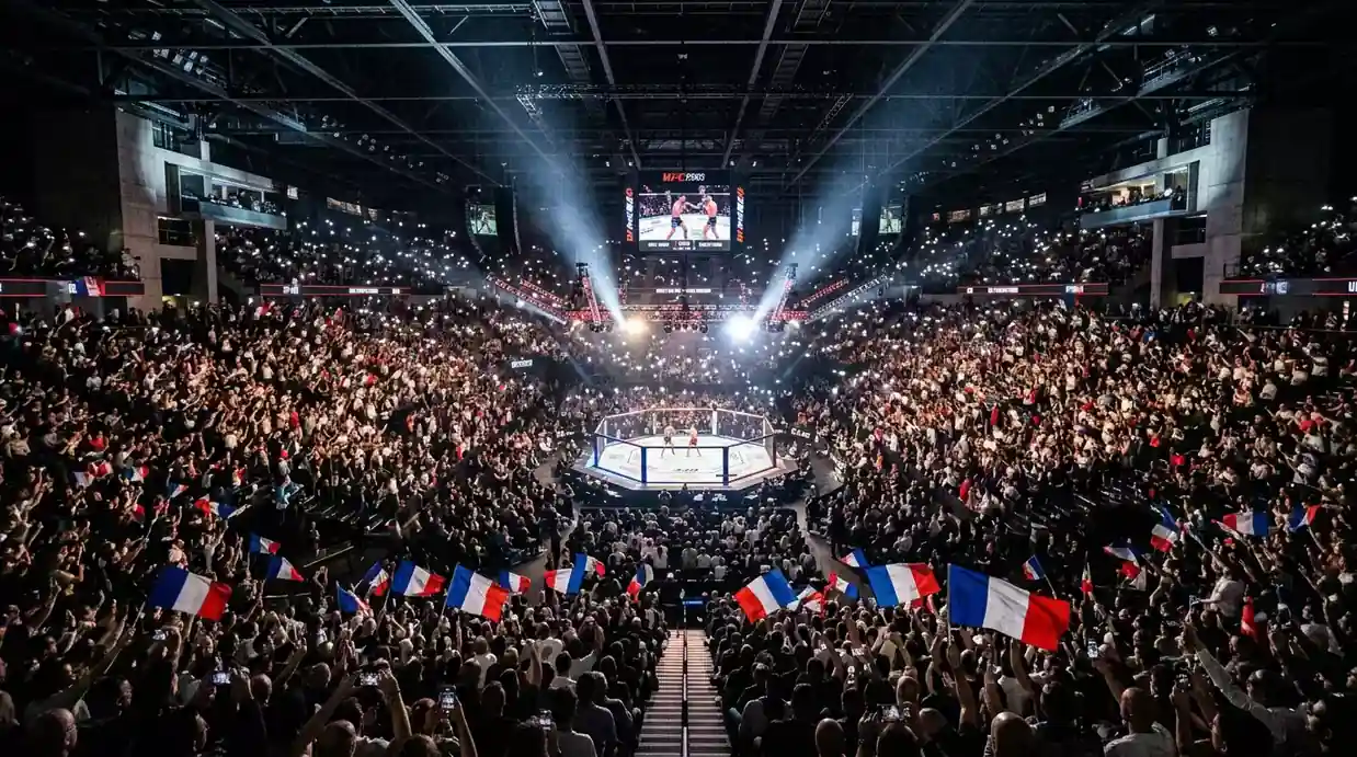 Ambiance électrique lors d'un événement UFC Paris à l'Accor Arena